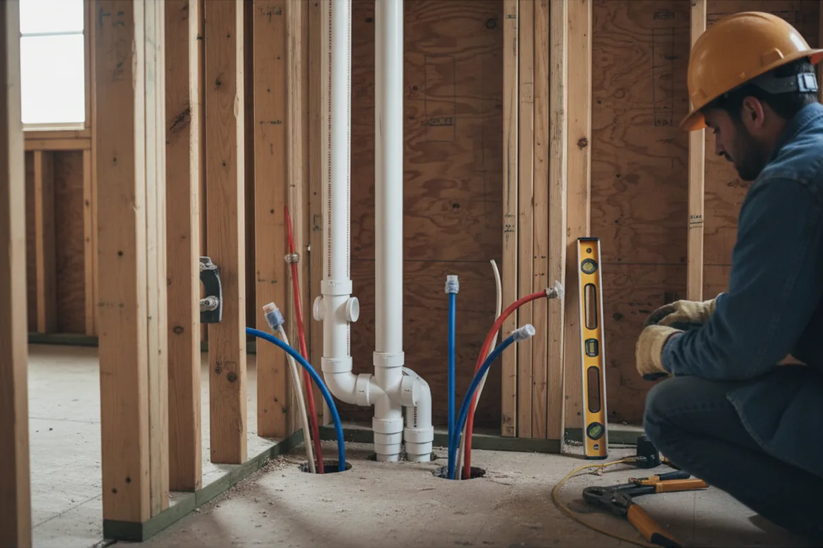 Drain and supply rough-in during Drain Cleaning in Taylor